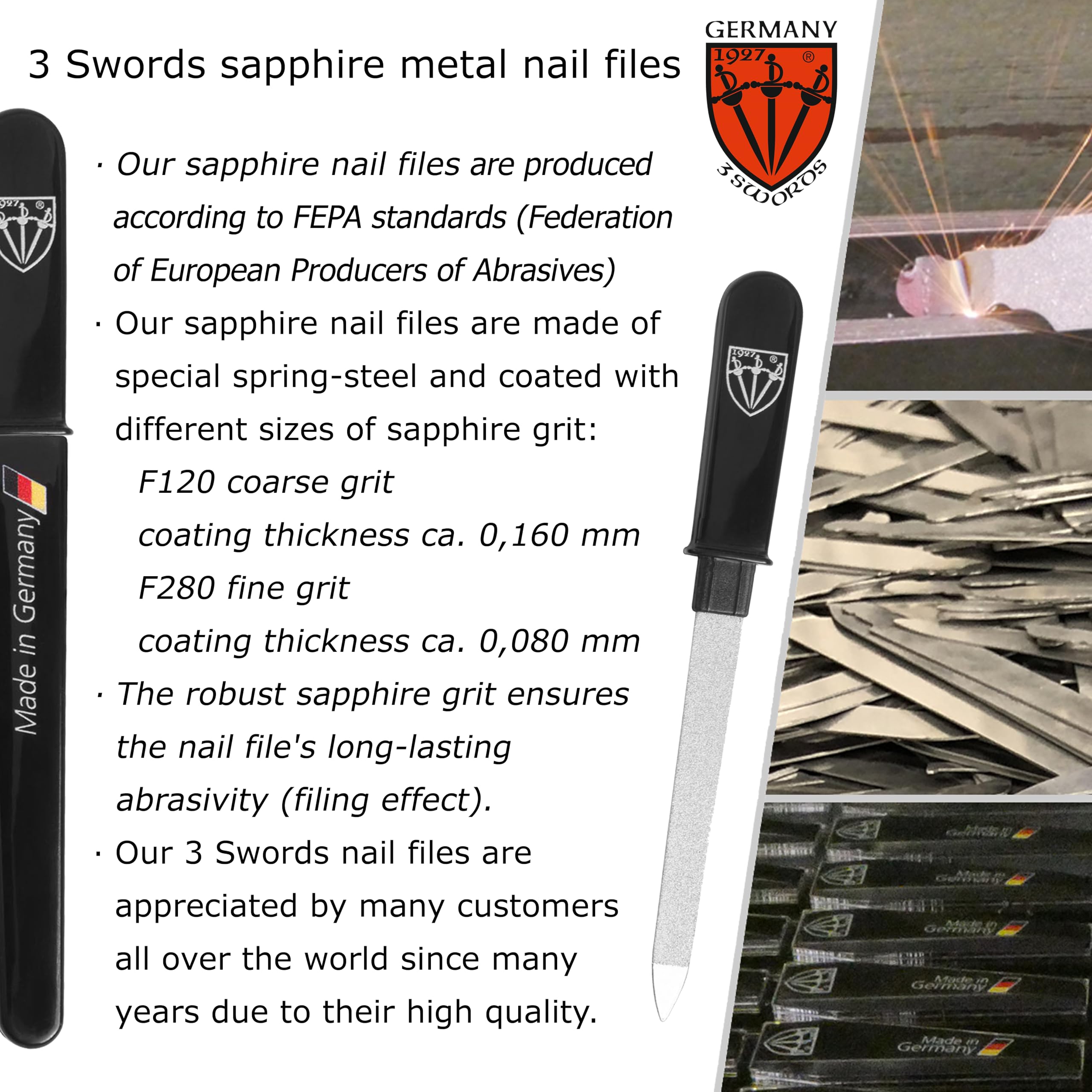 3 Swords Germany sapphire pocket nail file made in Solingen Germany high quality craftsmanship
