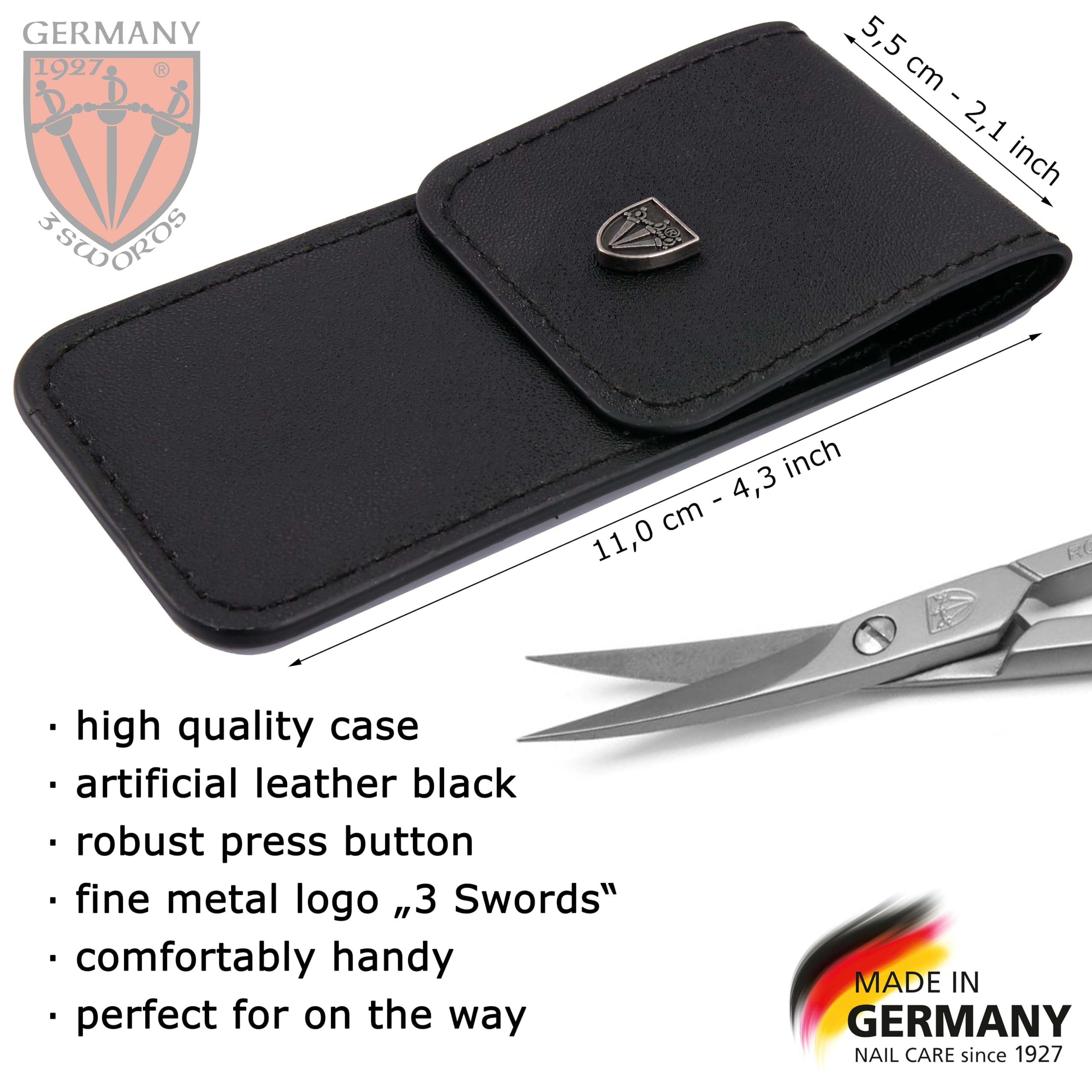 Stainless steel INOX 3 Swords Germany cuticle scissors for durable use.