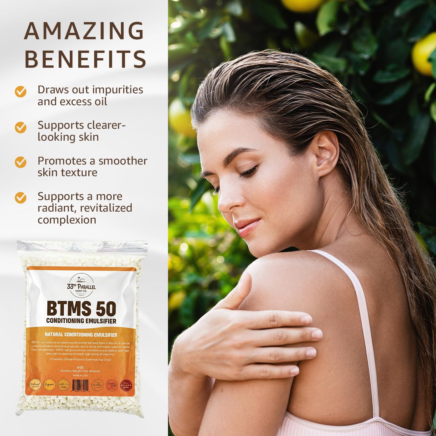 Cabello suave con BTMS 50 en acondicionadores de 33rd Parallel