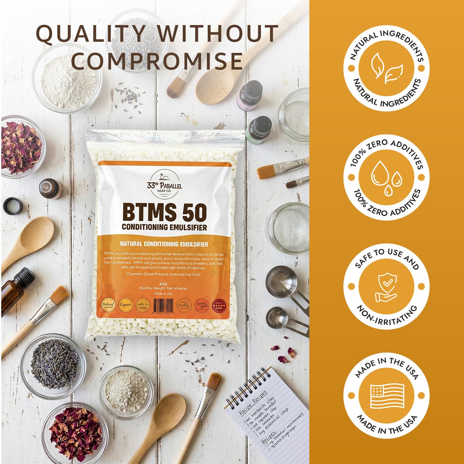 Envase hermético de BTMS 50 para conservar la pureza
