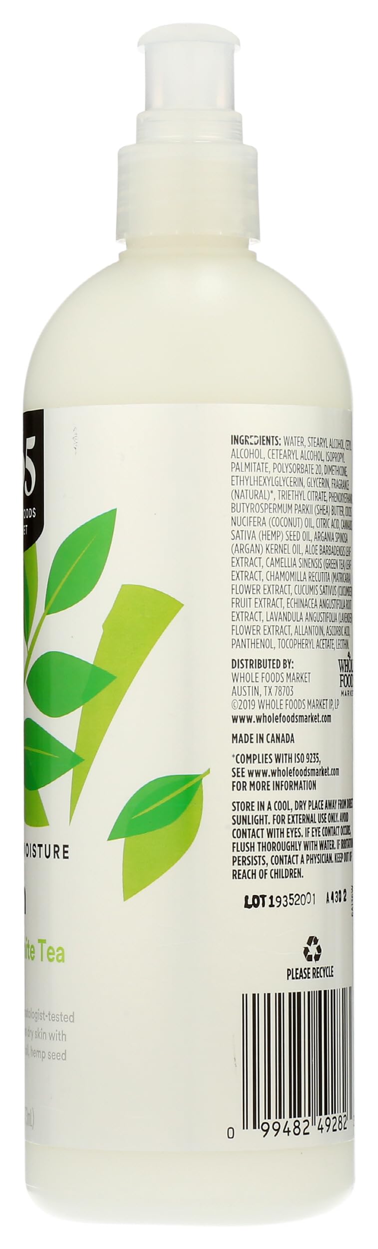 Loción prueba dermatológica de 365 by Whole Foods Market para piel sensible.