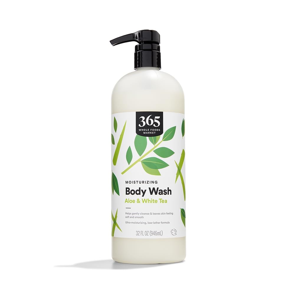 365 by Whole Foods Market body wash bottle pour shows rich moisture for dry skin