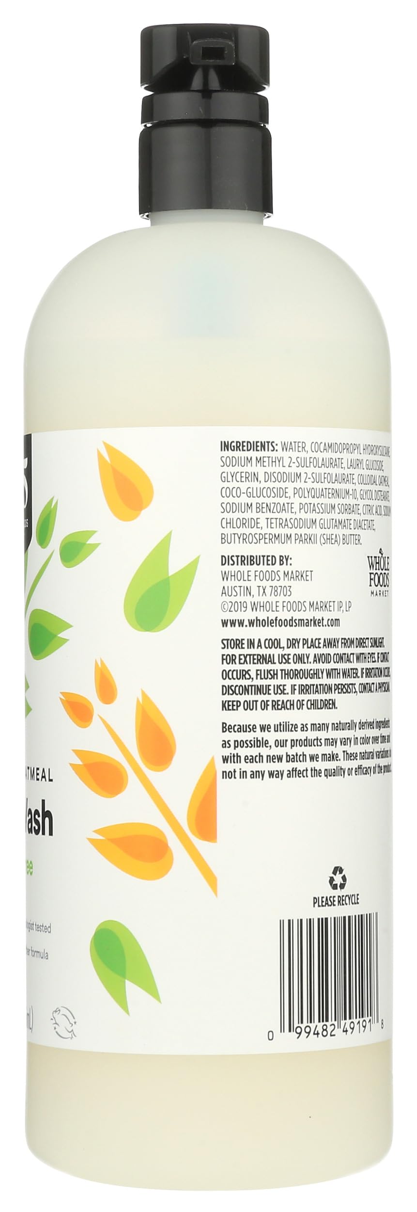 365 by Whole Foods Market dermatologist-tested formula bottle close-up.