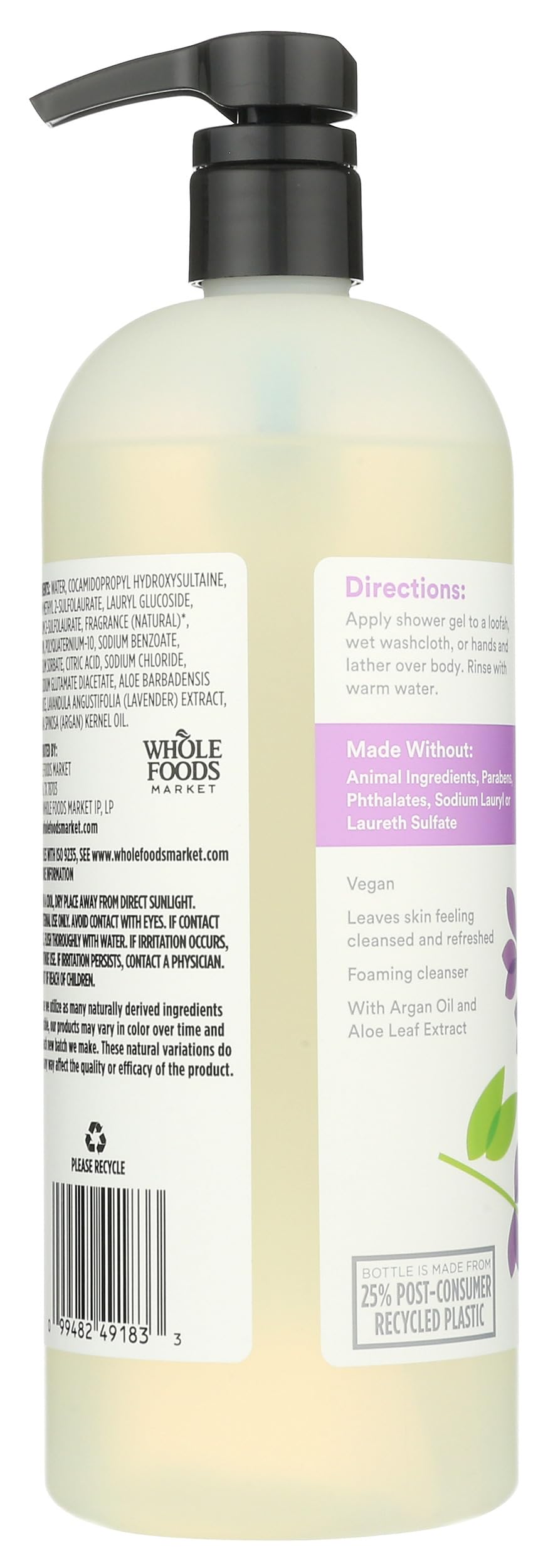 365 by Whole Foods Market lavender shower gel foam texture—gentle cleansing.