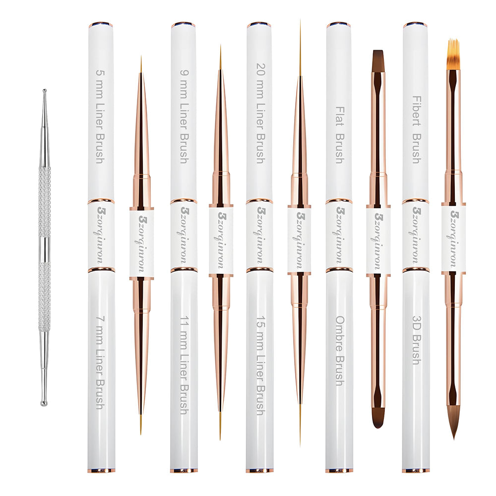 3zorqinron nail art brushes set front view showing portable kit for on-the-go manicures