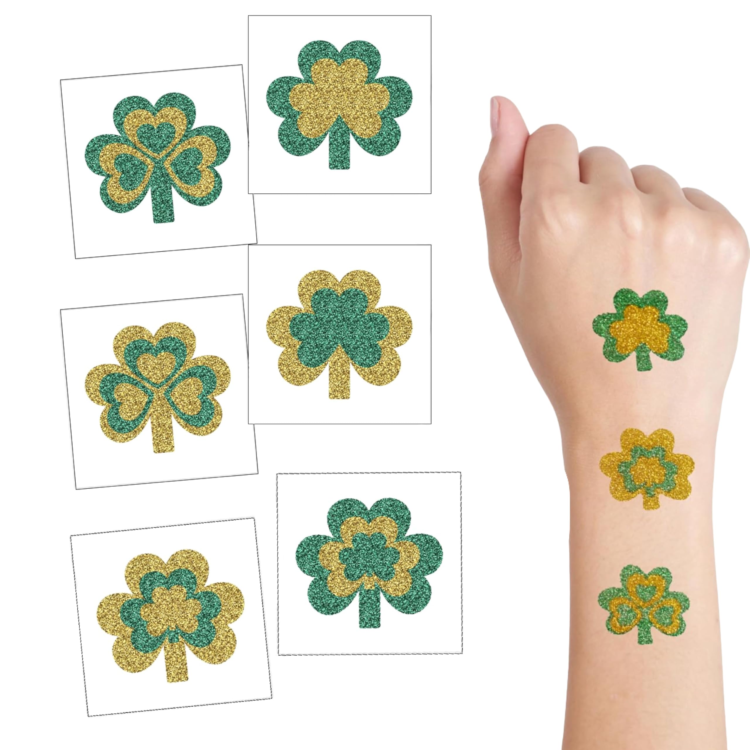 Paquete de tatuajes temporales para fiesta de San Patricio 4E's Novelty