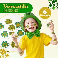 Tatuaje temporal San Patricio de 4E's Novelty con verde y dorado