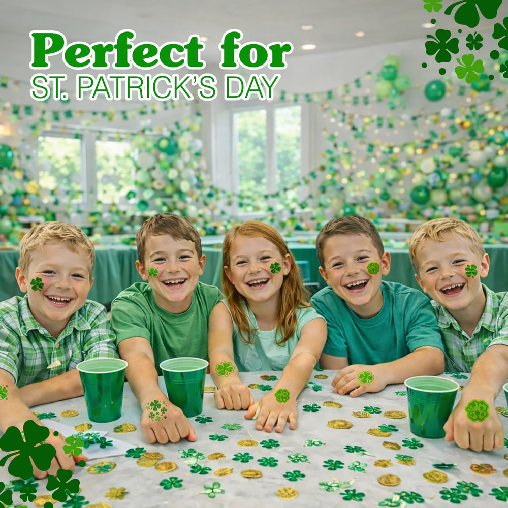4E's Novelty green and gold shamrock tats for festive outfits