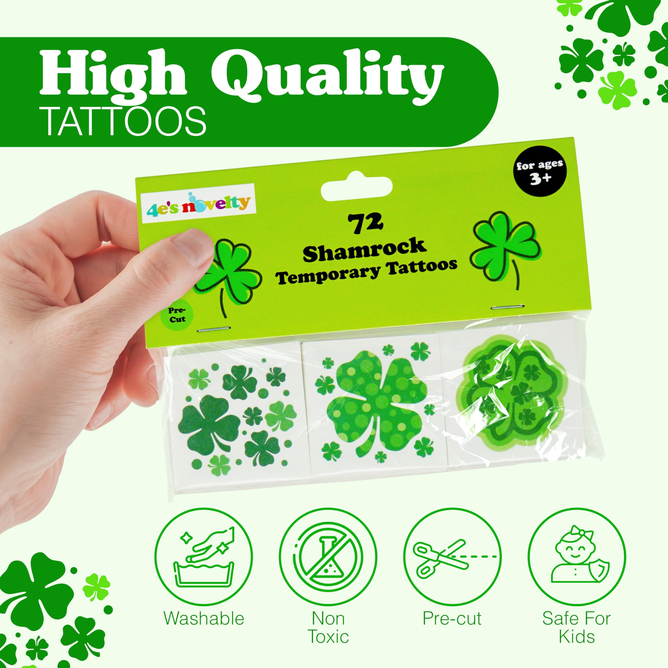 4E's Novelty pre-cut St Patrick's tattoos ready to hand out