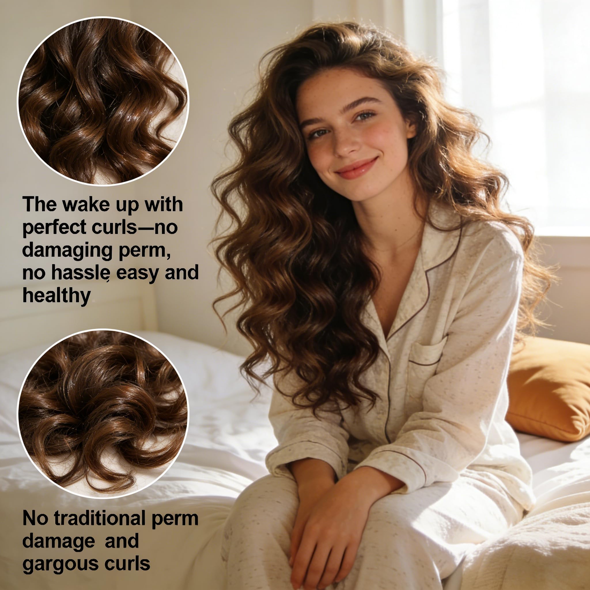 No-clip design of 5Pcs curlers reduces snagging during sleep