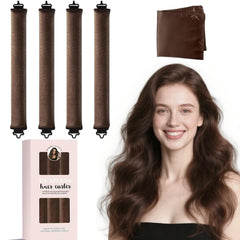 5Pcs heatless hair curler overnight with satin scarf in action for waves