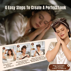 Satin scarf included with 5Pcs curlers securing overnight curls