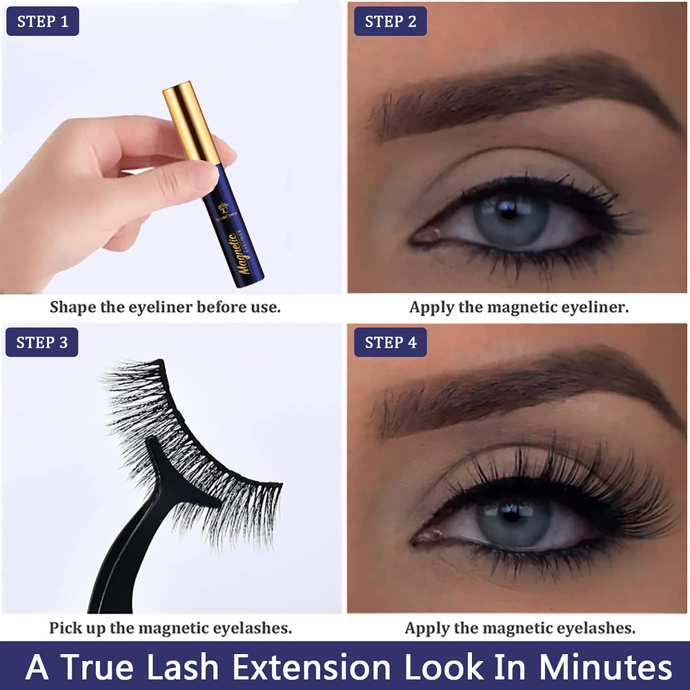 7C SEVENCROWN easy application steps demonstrating quick lash attachment