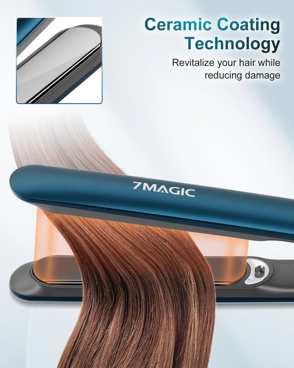 7MAGIC 3D float plates adapt to hair for a gentle glide