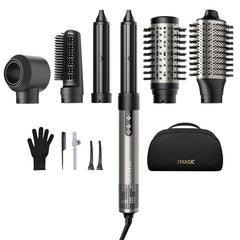 7MAGIC 6-in-1 hair styler with multiple attachments for fast, versatile styling at home.