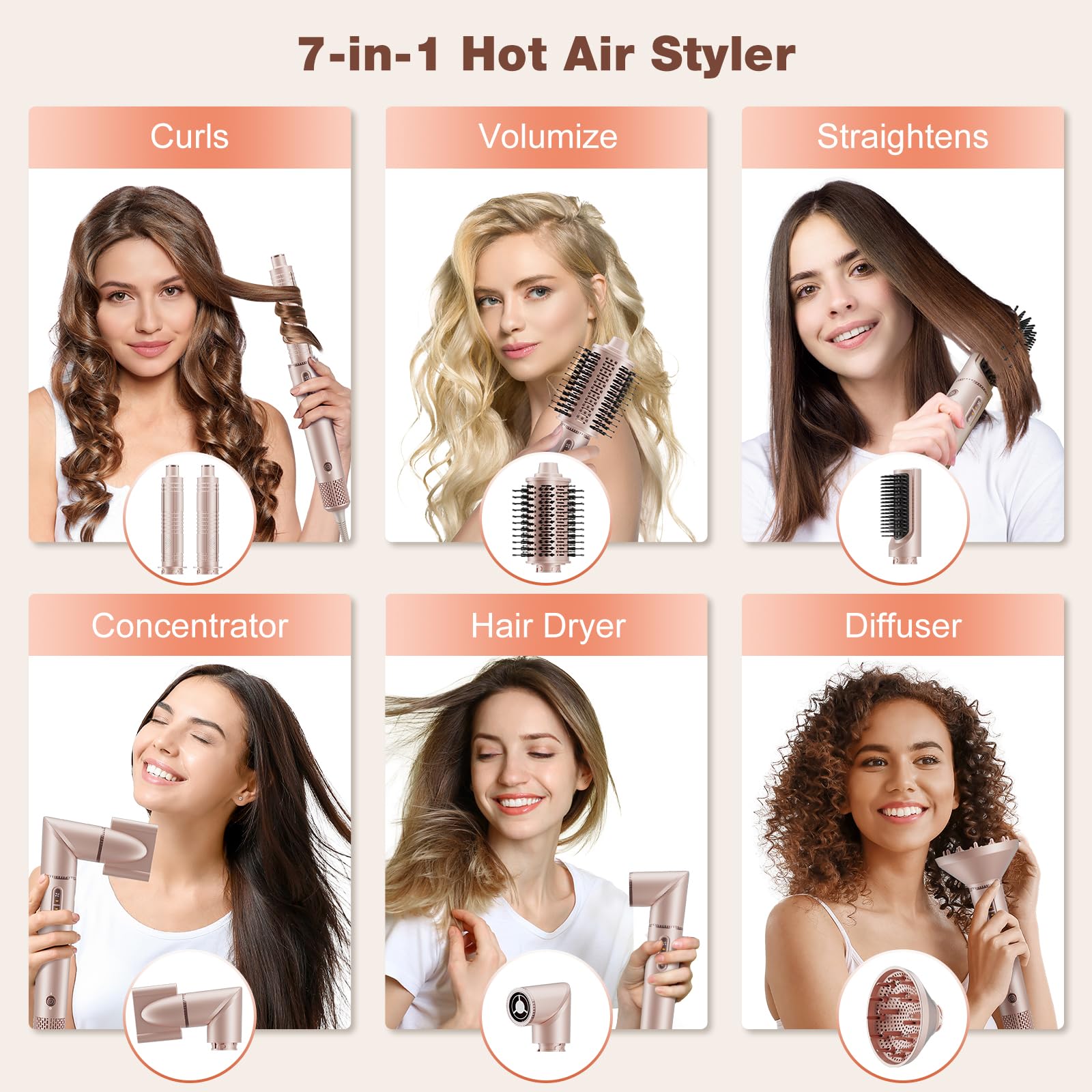 7MAGIC 7-in-1 attachments pack shows versatility for multiple looks and faster styling