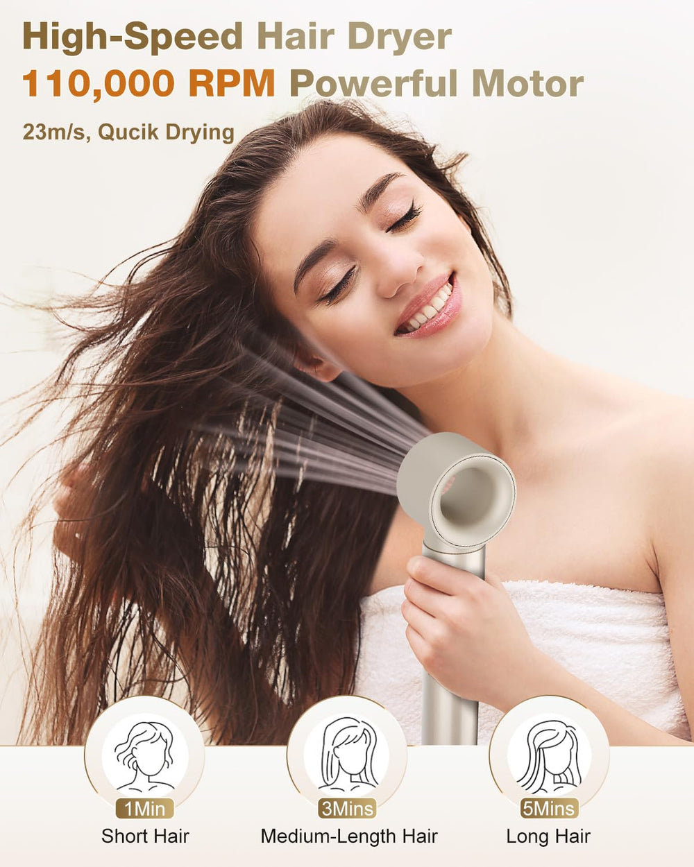 7MAGIC high-speed 110000 rpm motor for fast drying with efficiency.