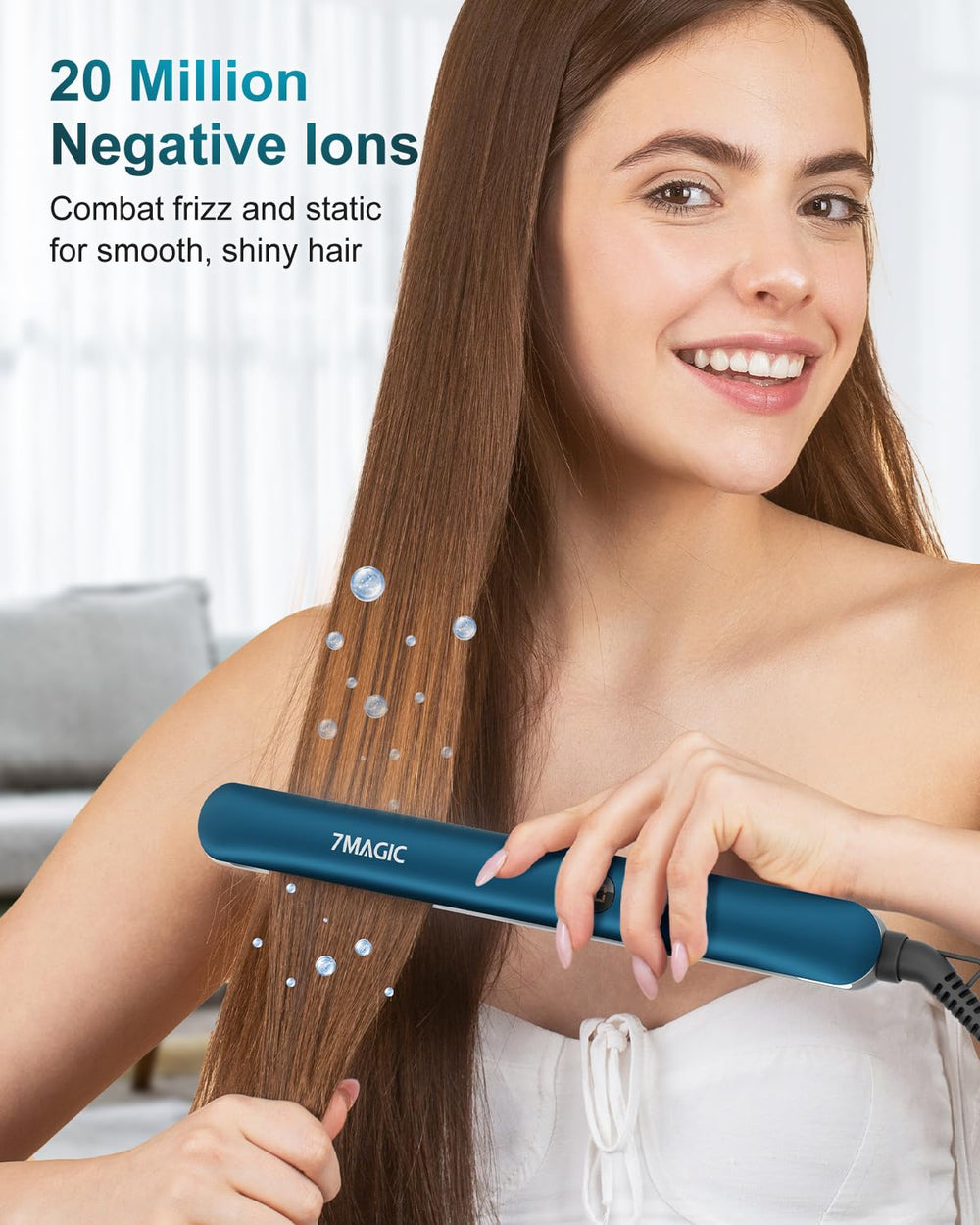 7MAGIC ionic technology emits millions of negative ions to reduce frizz and lock in moisture