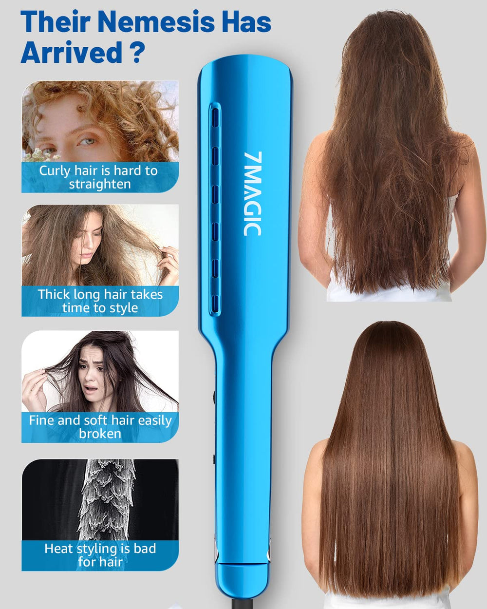7MAGIC Nano Titanium Hair Straightener dual voltage suitable for international travel