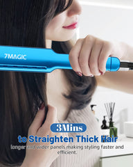 7MAGIC Nano Titanium Hair Straightener heat settings display for precise control