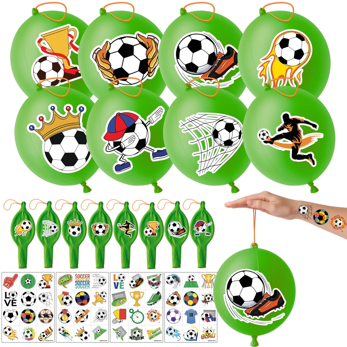 91BALLOONS globos de fútbol verdes de 18 pulgadas para fiestas.