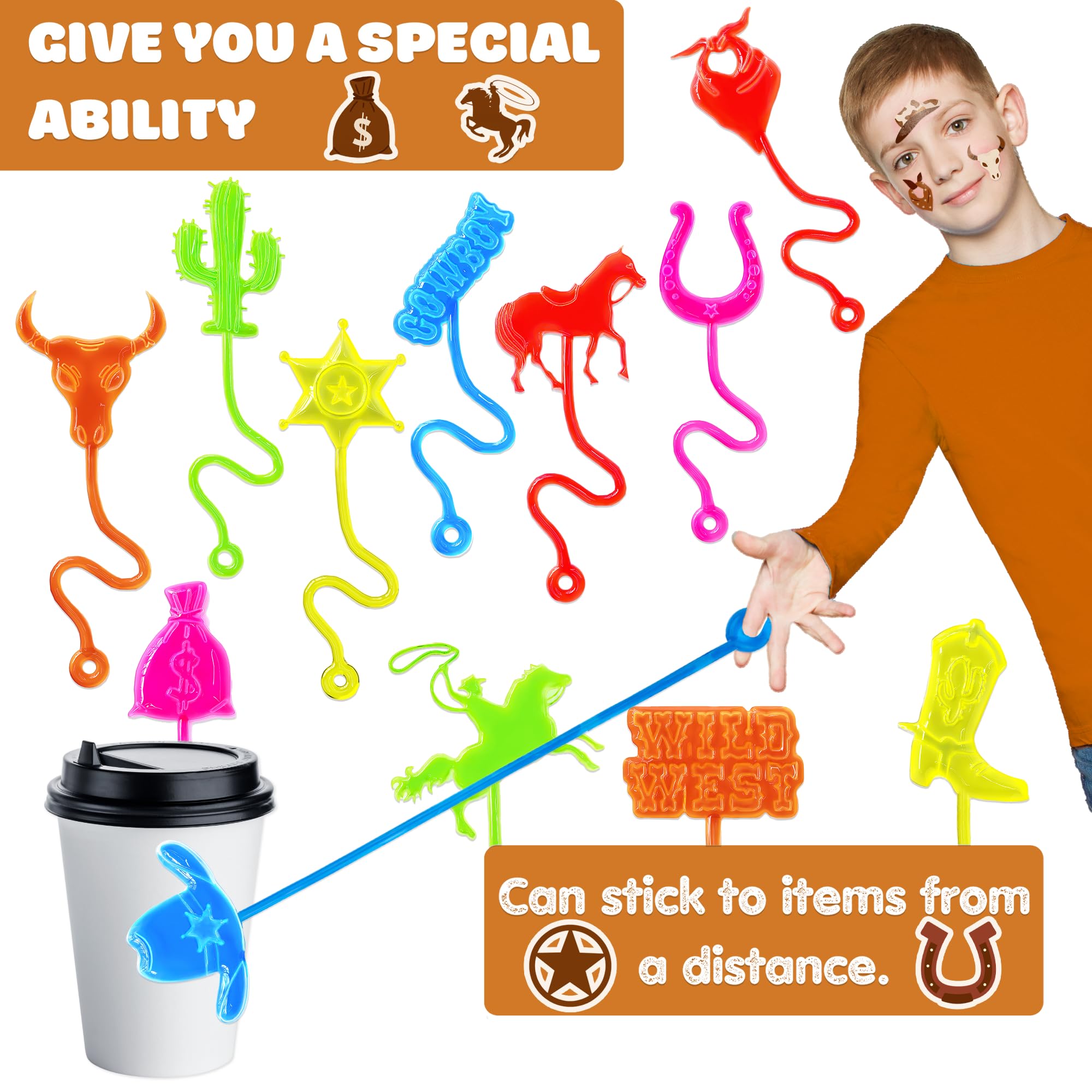 91STICKYHAND colores-brillantes-cowboy, visual llamativo para estuches y bolsas.