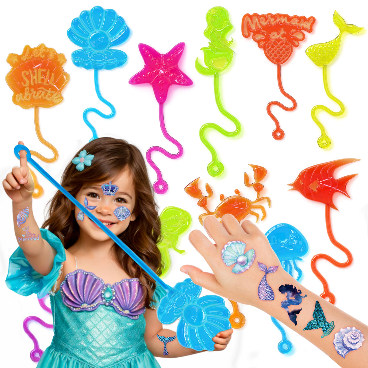 Manos de sirena 91STICKYHAND coloridas para fiestas y recuerdos duraderos