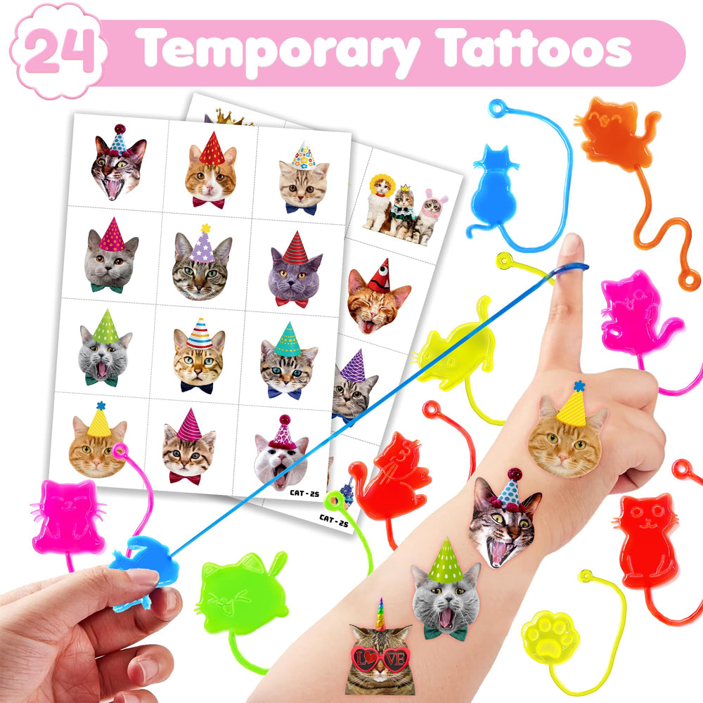 91STICKYHAND tatuajes gatos 24 unidades para sorpresas rápidas