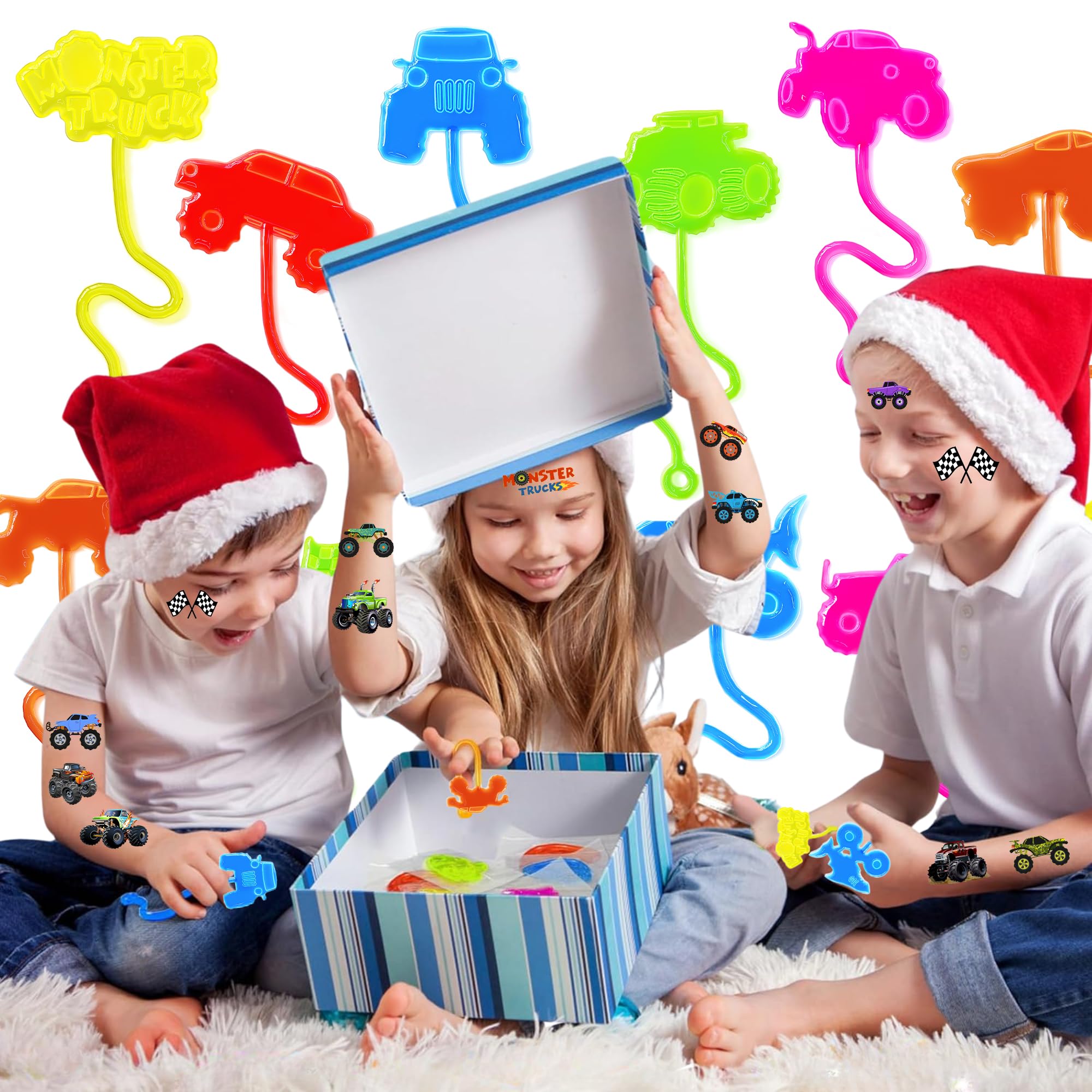 Tatuajes temporales 91STICKYHAND de camión monstruo, diversión rápida para niñas y niños.