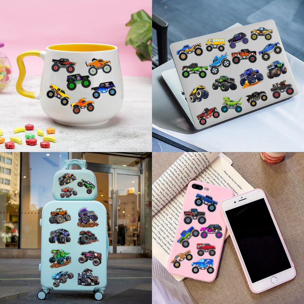 91TATTOOS camión de carreras monstruo: regalo perfecto para fiestas infantiles.