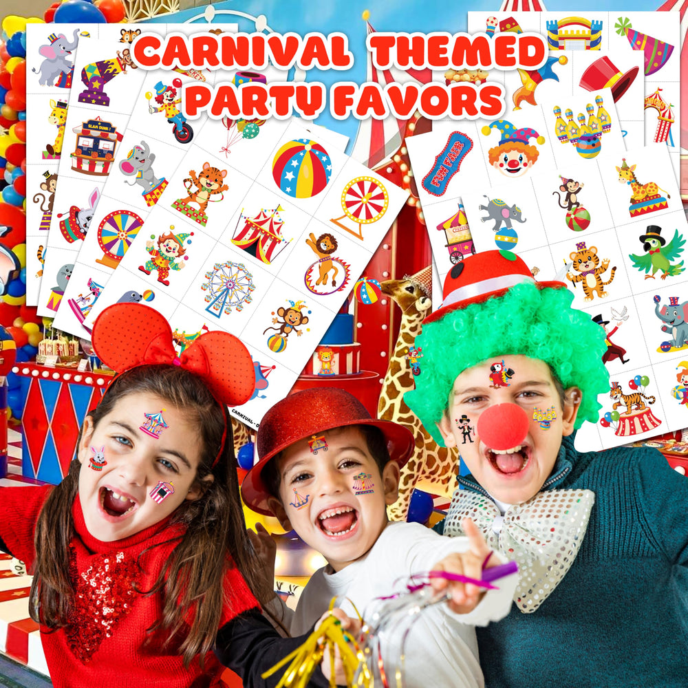 91TATTOOS carnival clown tattoo sheets displayed for colorful party creativity