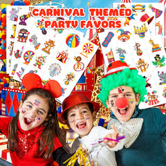 91TATTOOS carnival clown tattoo sheets displayed for colorful party creativity