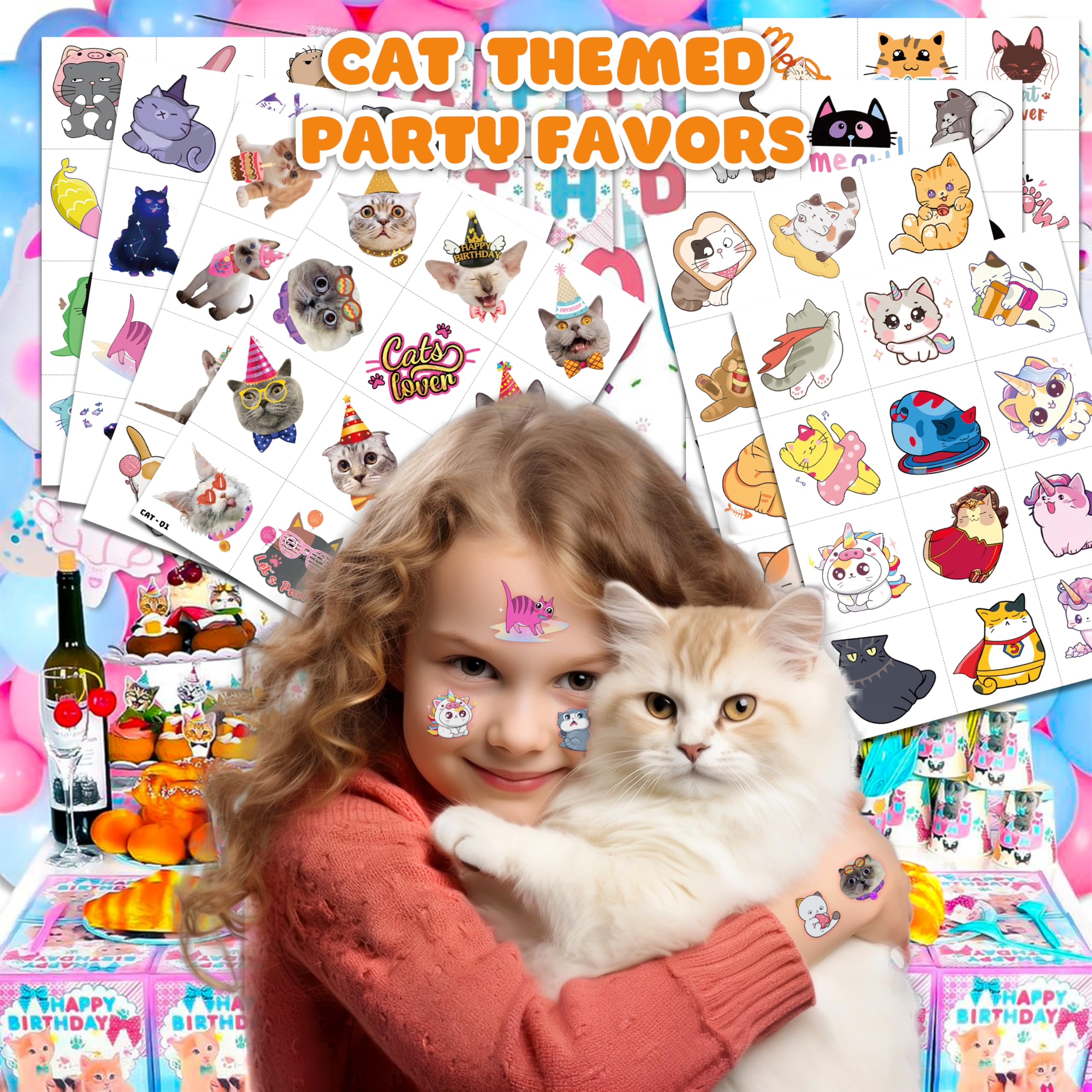 91TATTOOS cute cat designs to decorate arms and faces at parties.