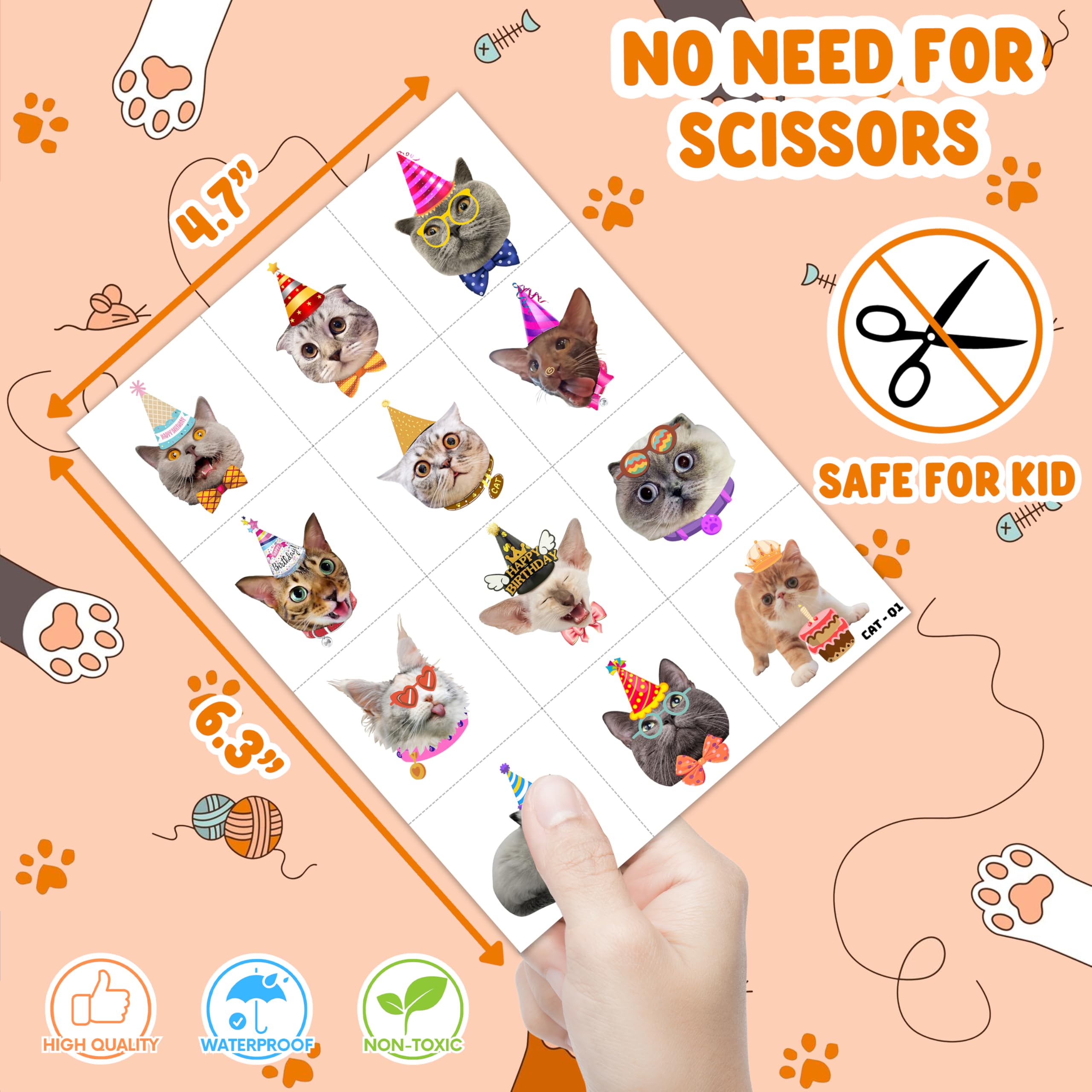 91TATTOOS skin friendly cat tattoos suitable for sensitive skin.