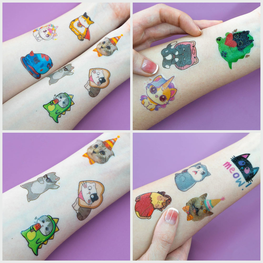 91TATTOOS birthday party decor with playful animal themed temporary tats.