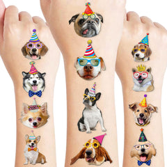 91TATTOOS dog tattoo sheets 1 with playful designs for kids' party activities
