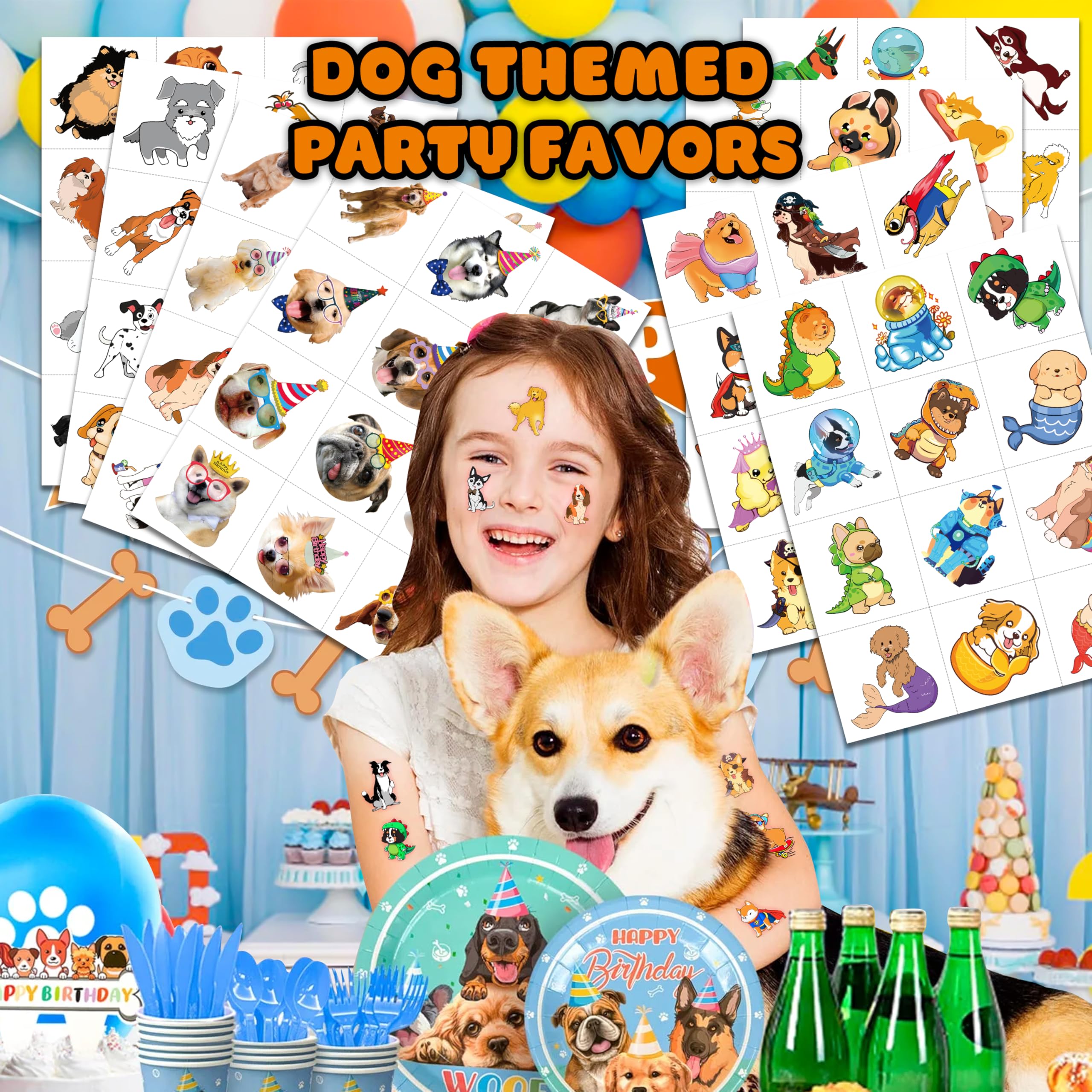 91TATTOOS dog tattoo sheets 2 featuring paw prints for arm or face decoration