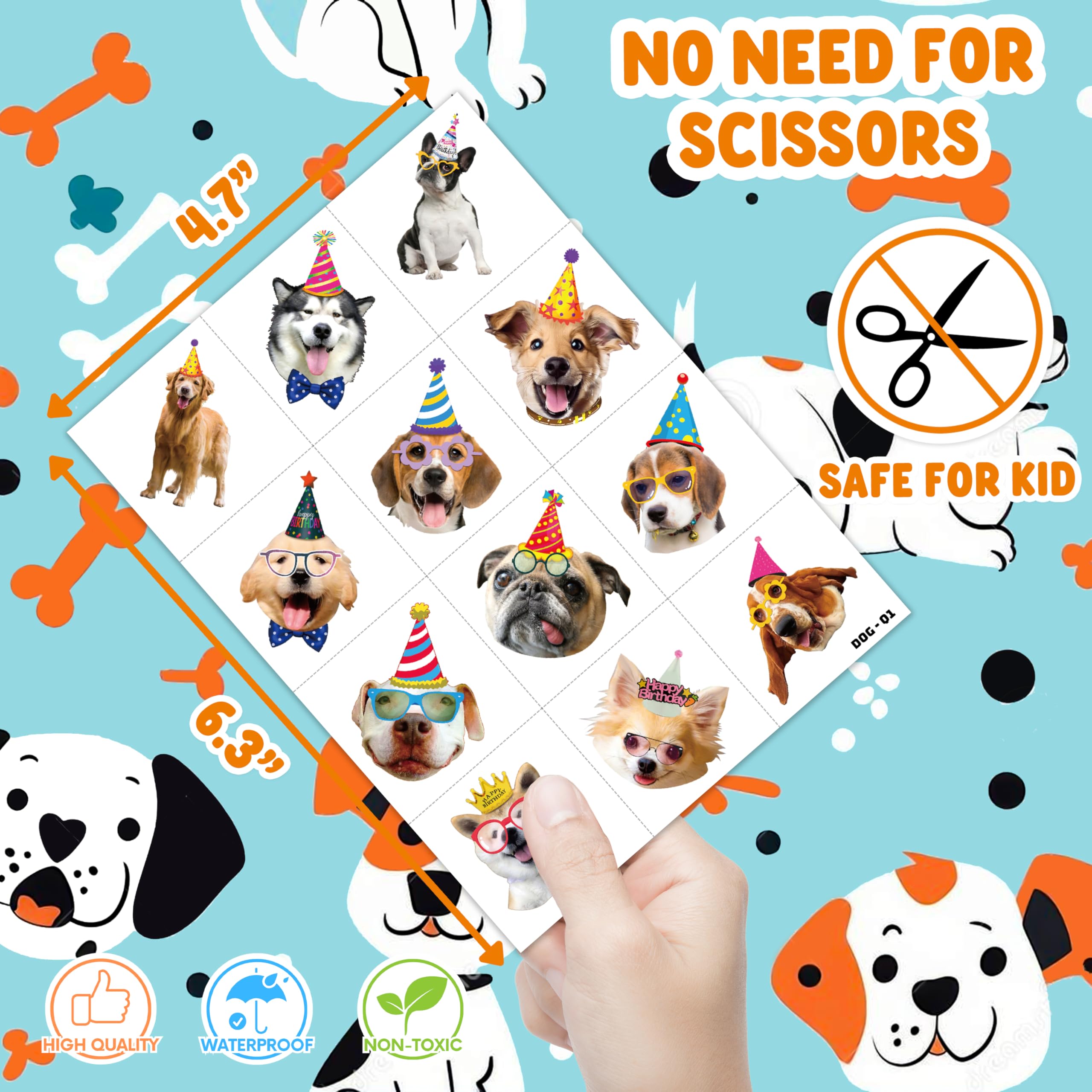 91TATTOOS dog tattoo sheets 4 colorful designs for creative party styling