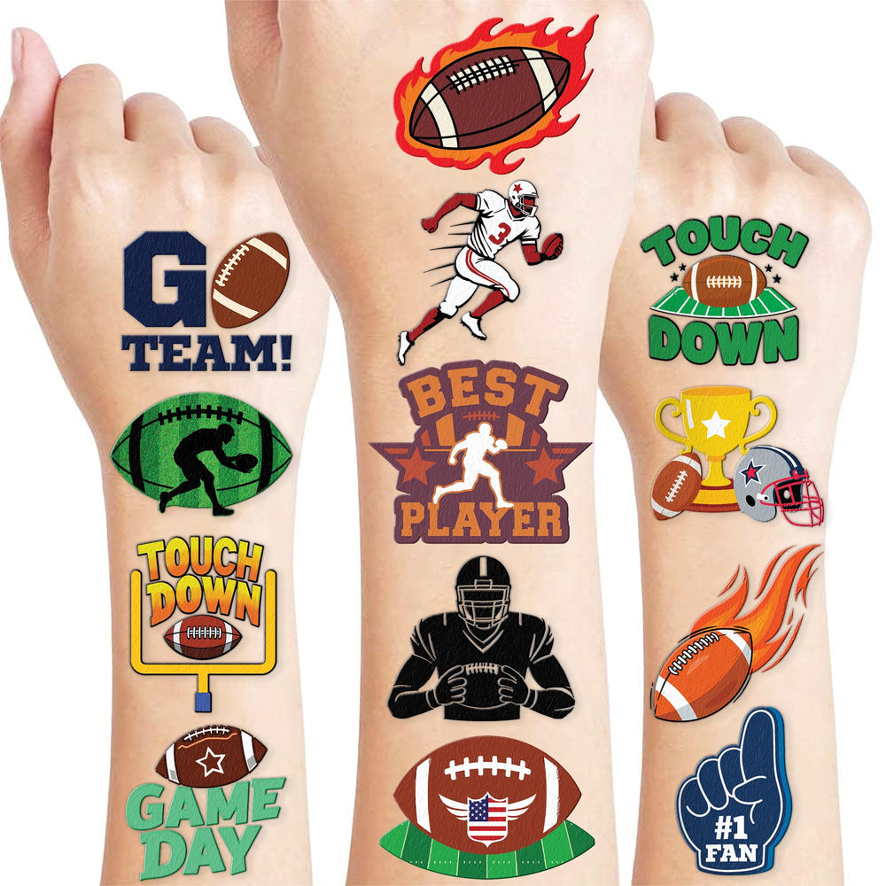 91TATTOOS football pre-cut tattoo sheets for kids at parties