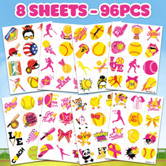 91TATTOOS kids party favors featuring softball designs for celebrations.