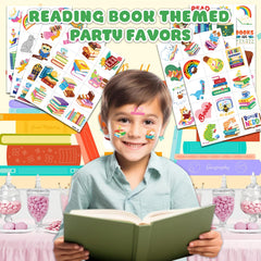 91TATTOOS library-theme tattoos sheet showcased as kid-friendly classroom decor.