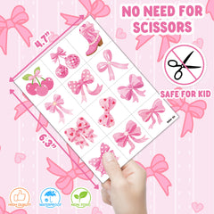 91TATTOOS pink bow tattoos decorate cups and bottles for events
