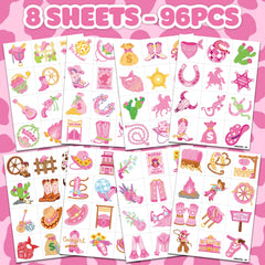 91TATTOOS disco western cowgirl tattoos sheet perfect for party decorations and DIY crafts.
