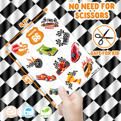 91TATTOOS racing car tattoo sheet 4 is perfect for take-home party favors.