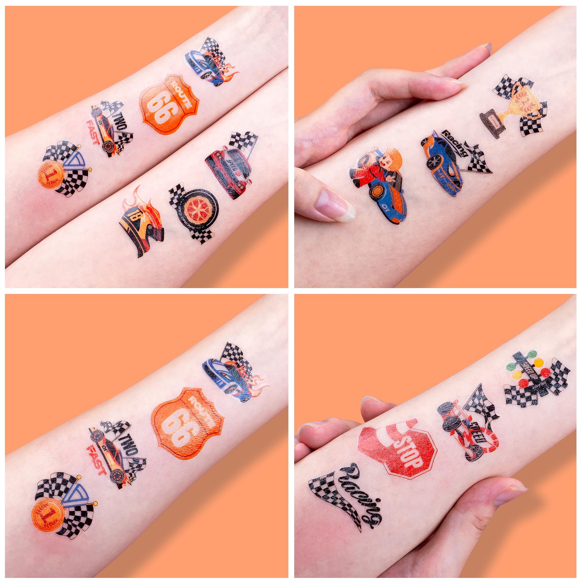 91TATTOOS racing car tattoo sheet 6 can decorate laptops cups or props.