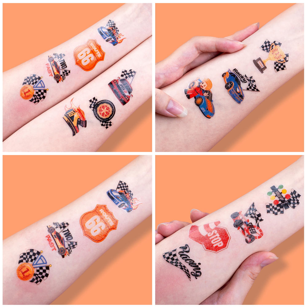 91TATTOOS racing car tattoo sheet 6 can decorate laptops cups or props.