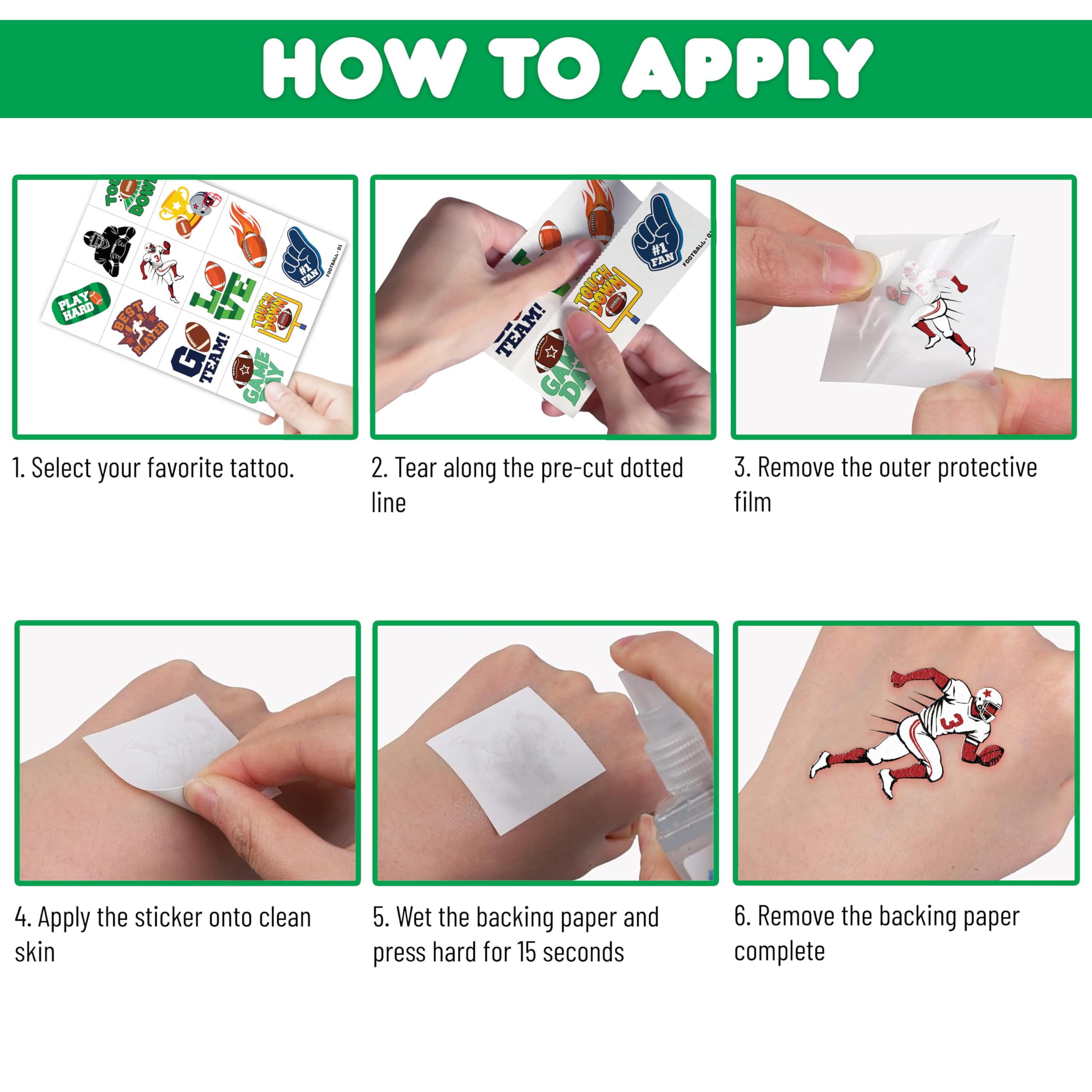 91TATTOOS simple application steps for kids and parents