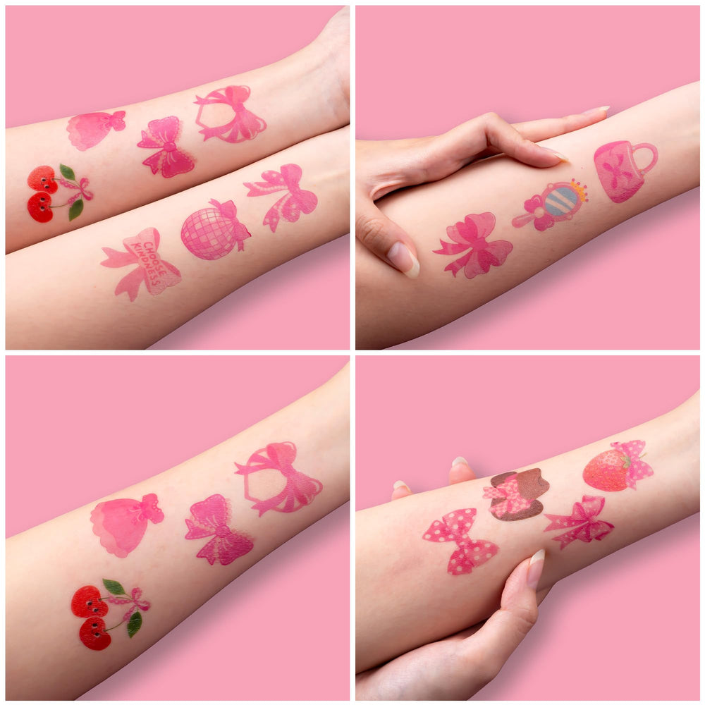 91TATTOOS skin-friendly pink bow tattoos safe for sensitive skin