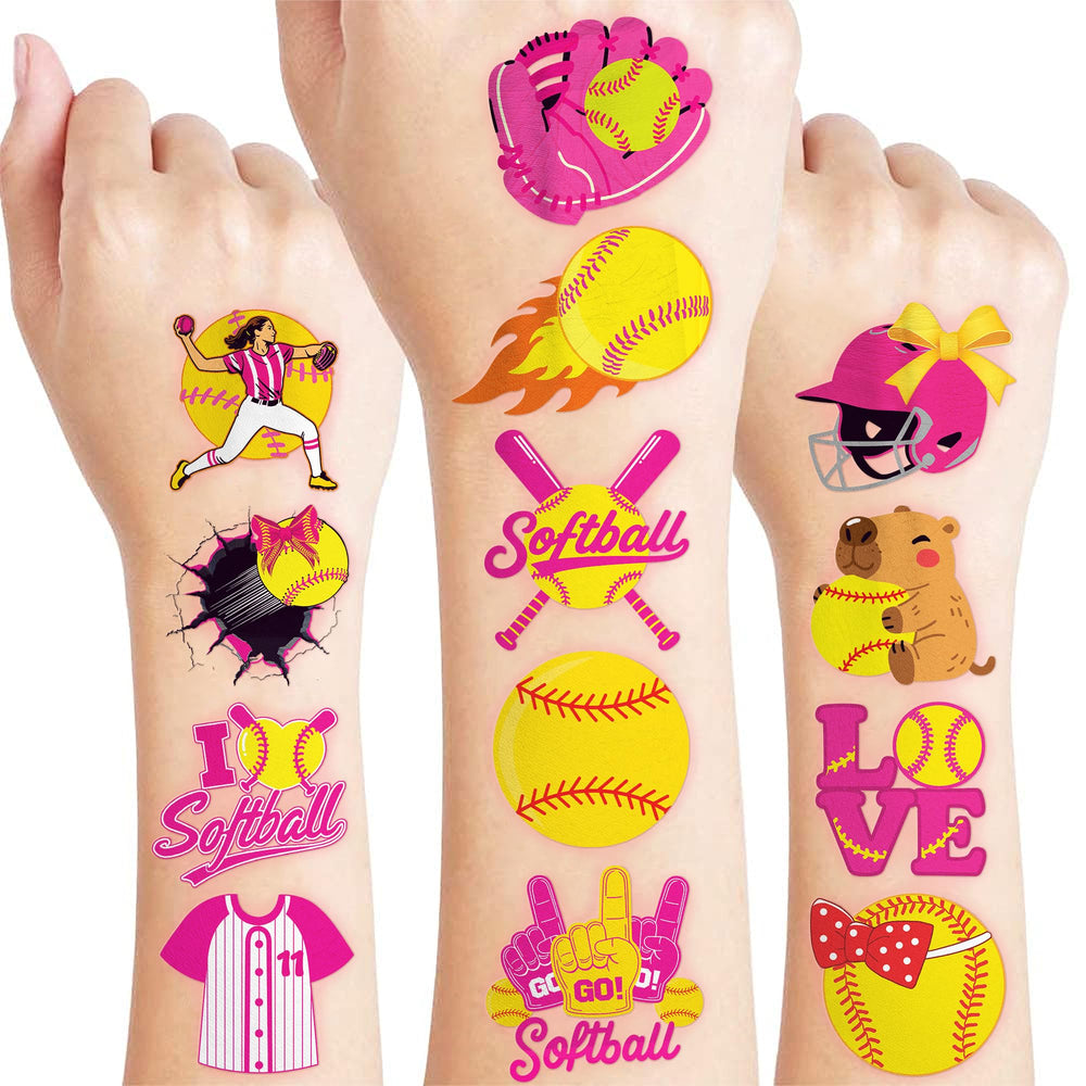 91TATTOOS softball sheets for quick, colorful party body art for kids.