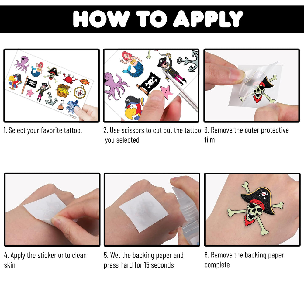 96PCS Pirate Tattoos compass design for adventure activities and rewards